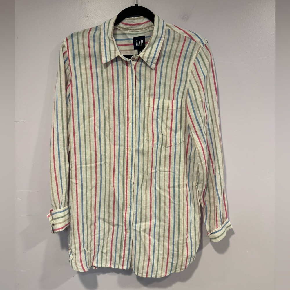 GAP Oversized‎ Casual Striped Shirt - Red, Blue, Green